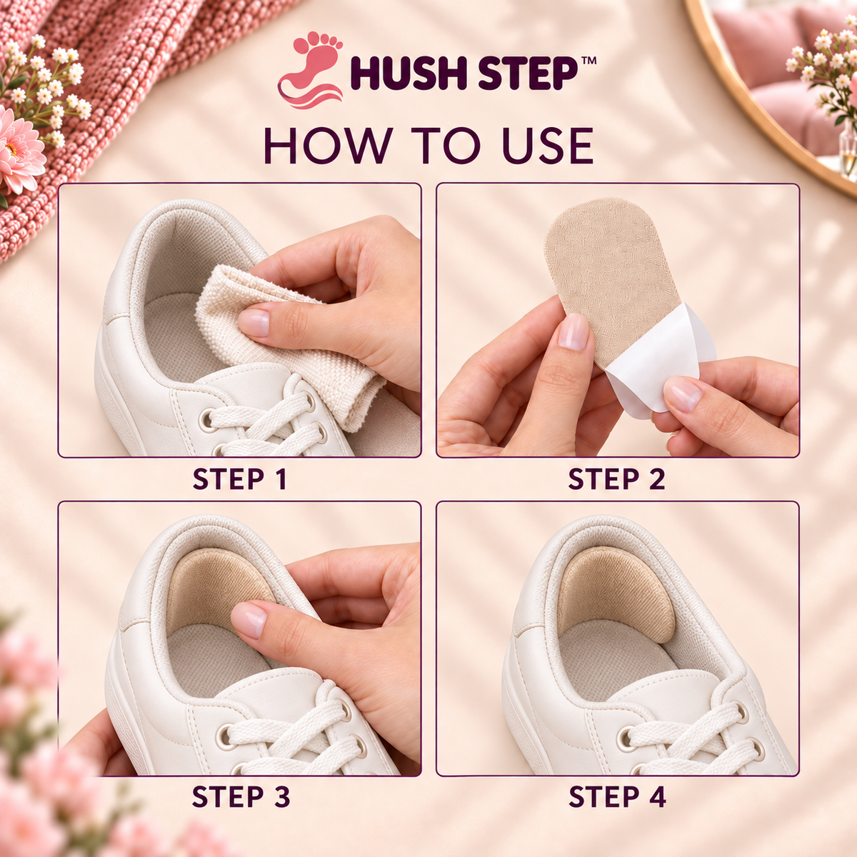 Hush Heel 6 Piece Comfortable Cotton Blend Socks